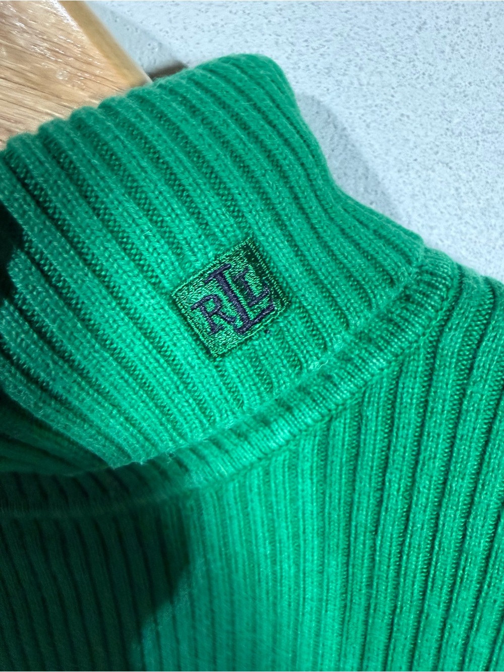 90’s Ralph Lauren Cotton Ribbed Turtleneck XL - Picture 3 of 4